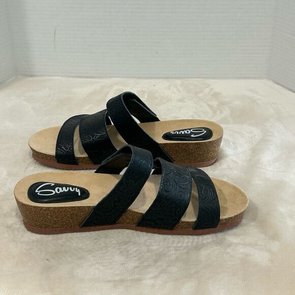 Savvy Slip-Ons Shoe Sandals Women’s Size 9 Color Black Velcro Strap Bark - Picture 9 of 12
